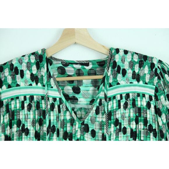 Women's XL ? Tunic Top Sheer Metallic Pleated Festive Holiday Boho Geometric - Picture 2 of 10